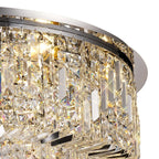 Regent Cholet Round 12 Light Flush Chandelier in Polished Chrome with Crystal