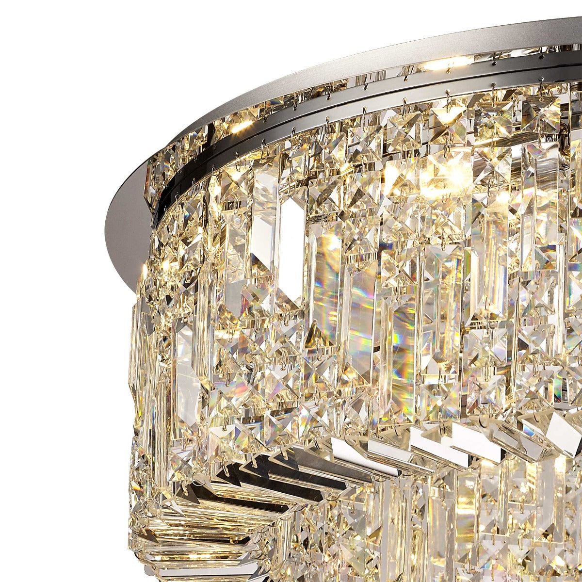 Regent Cholet Round 12 Light Flush Chandelier in Polished Chrome with Crystal