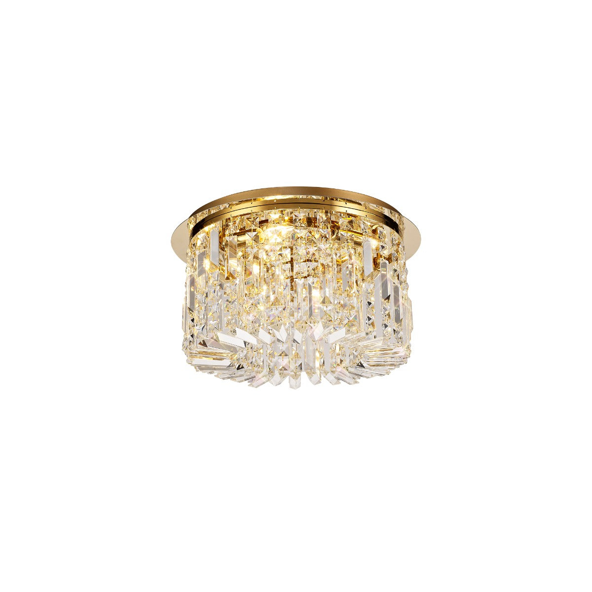 Regent Cholet Round 5 Light Flush Chandelier in Gold with Crystal