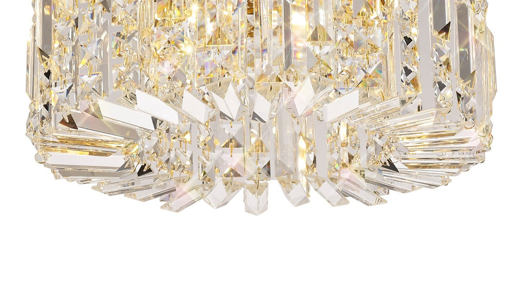 Regent Cholet Round 5 Light Flush Chandelier in Gold with Crystal