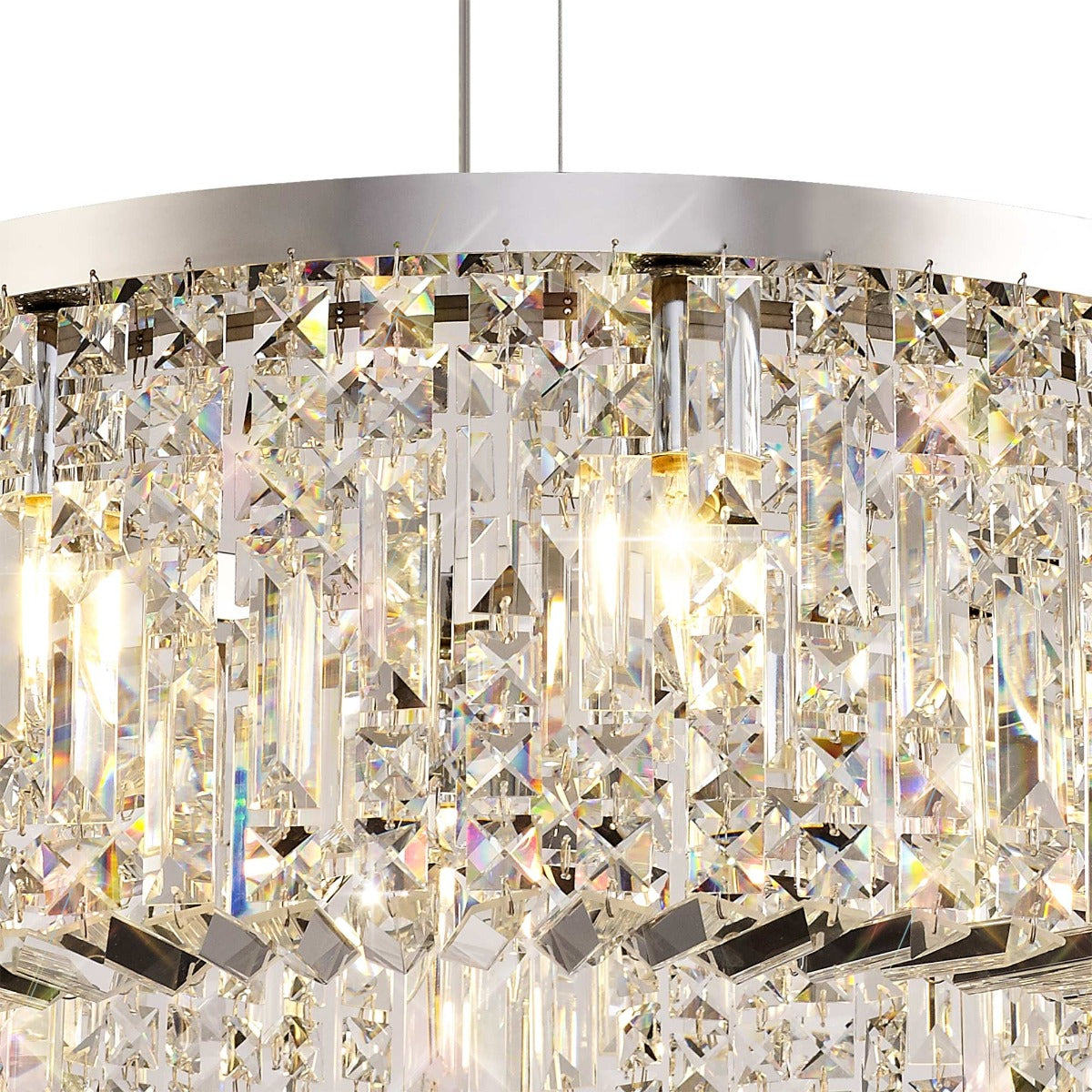 Regent Cholet Round 8 Light Chandelier in Polished Chrome with Crystal