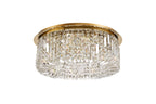 Regent Cholet Round 8 Light Flush Chandelier in Gold with Crystal