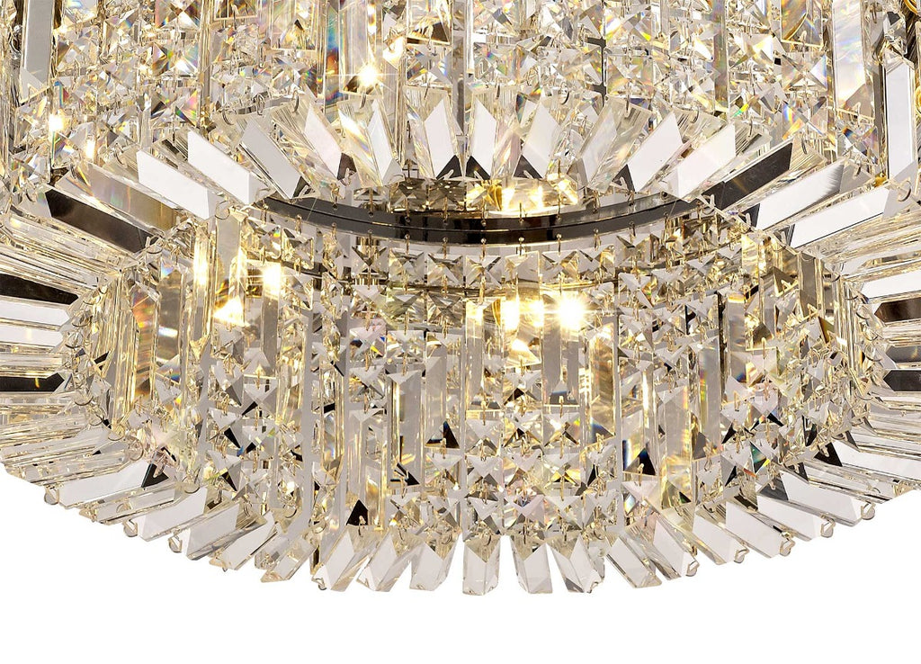 Regent Cholet Round 8 Light Flush Chandelier in Polished Chrome with Crystal
