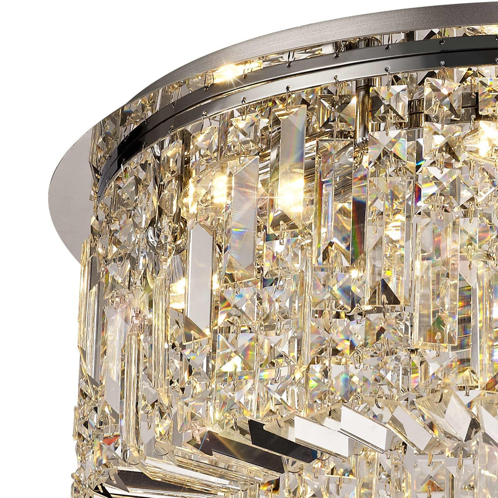 Regent Cholet Round 8 Light Flush Chandelier in Polished Chrome with Crystal