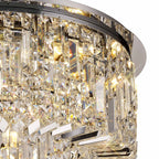 Regent Cholet Round 8 Light Flush Chandelier in Polished Chrome with Crystal