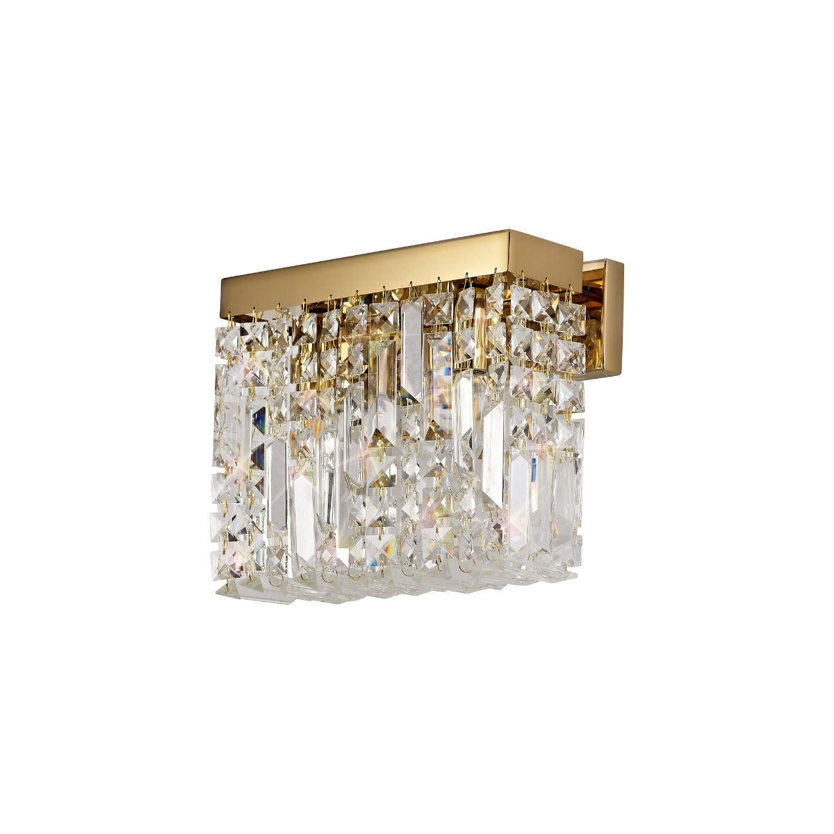 Regent Cholet Small Rectangular 2 Light Wall Light in Gold with Crystal