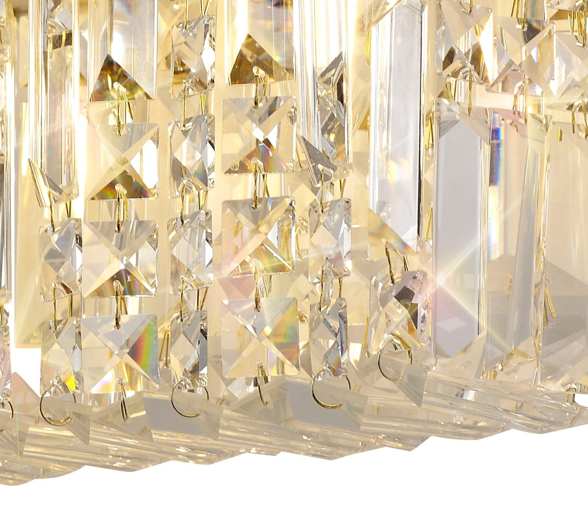 Regent Cholet Small Rectangular 2 Light Wall Light in Gold with Crystal