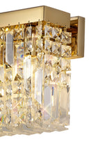 Regent Cholet Small Rectangular 2 Light Wall Light in Gold with Crystal