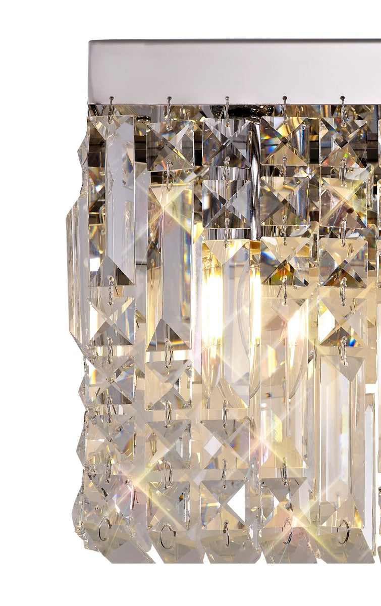 Regent Cholet Small Rectangular 2 Light Wall Light in Polished Chrome with Crystal