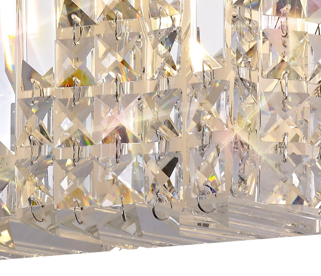 Regent Cholet Small Rectangular 2 Light Wall Light in Polished Chrome with Crystal