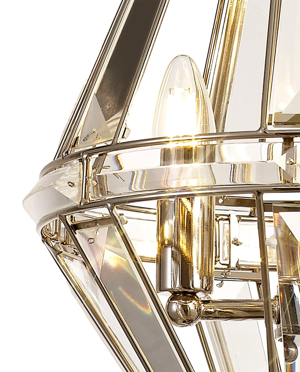 Regent Cluny Diamond 3 Light Pendant Light in Polished Nickel