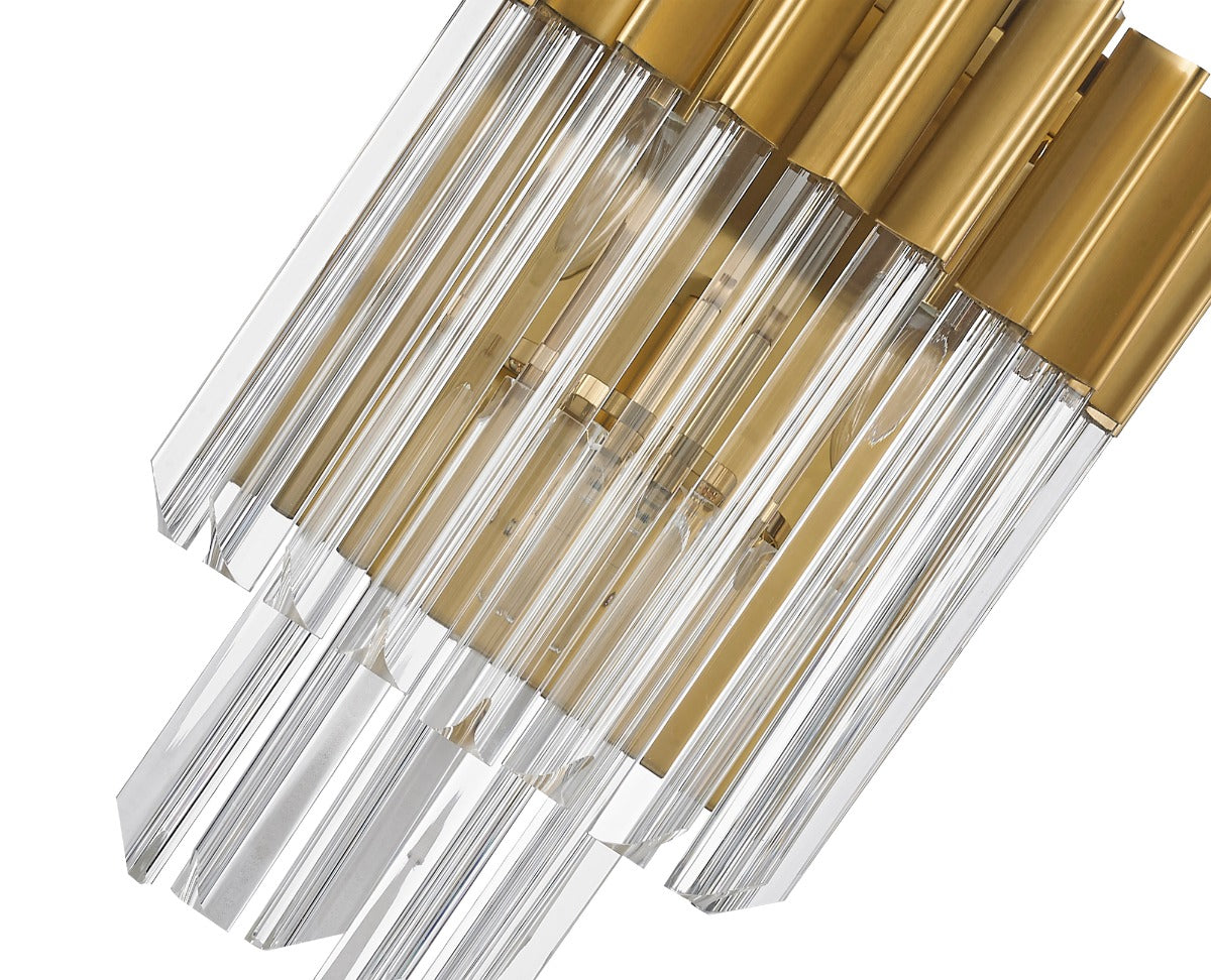 Regent Fontainebleau 3 Light Wall Light in Brass with Clear Sculpted Glass