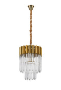 Regent Fontainebleau Round 4 Light Pendant Light in Brass with Clear Sculpted Glass