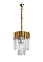 Regent Fontainebleau Round 4 Light Pendant Light in Brass with Clear Sculpted Glass