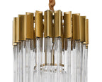 Regent Fontainebleau Round 4 Light Pendant Light in Brass with Clear Sculpted Glass