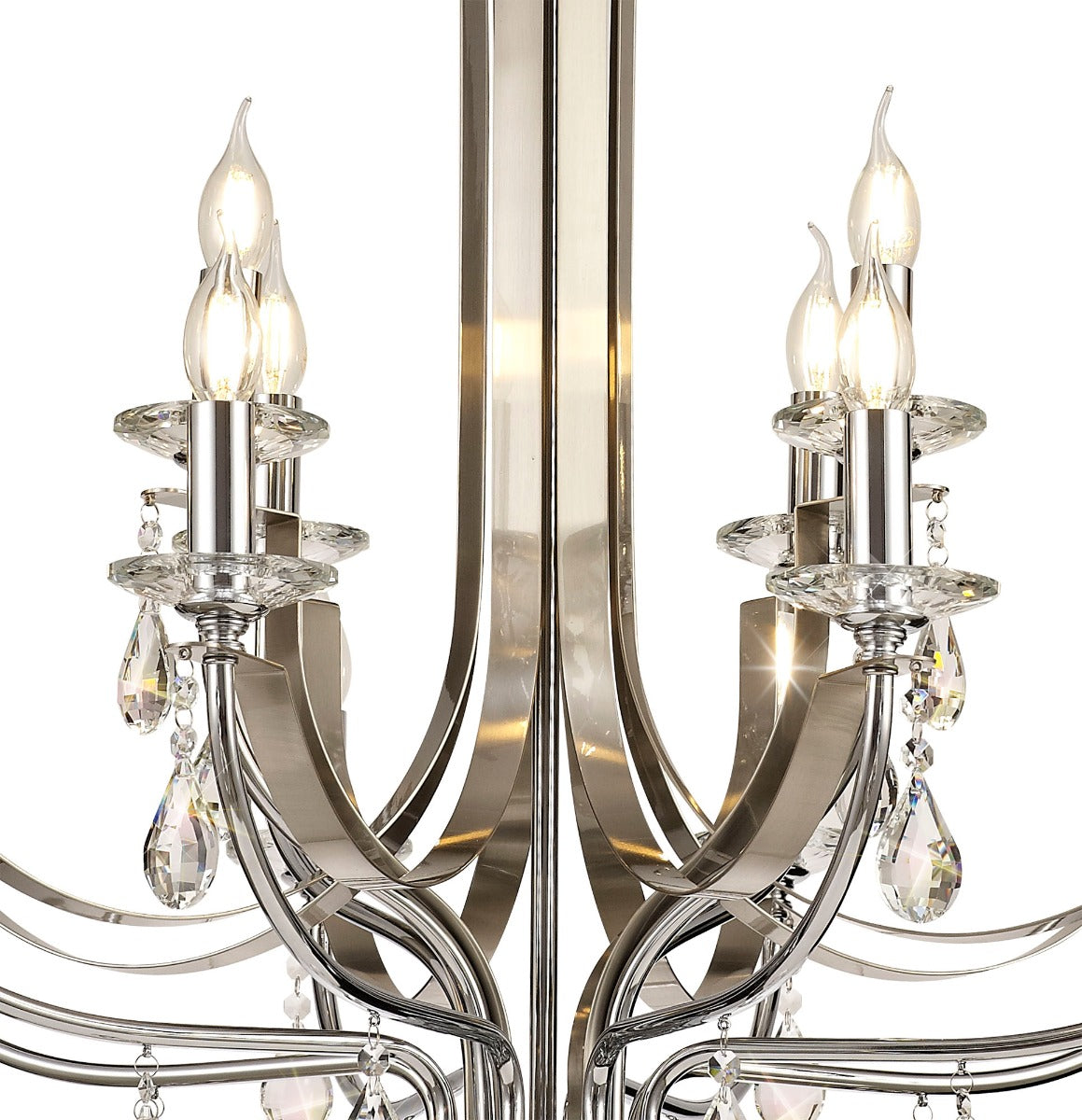 Regent Gagny 12 Light Pendant Light in Polished Chrome and Satin Nickel with Clear Crystal