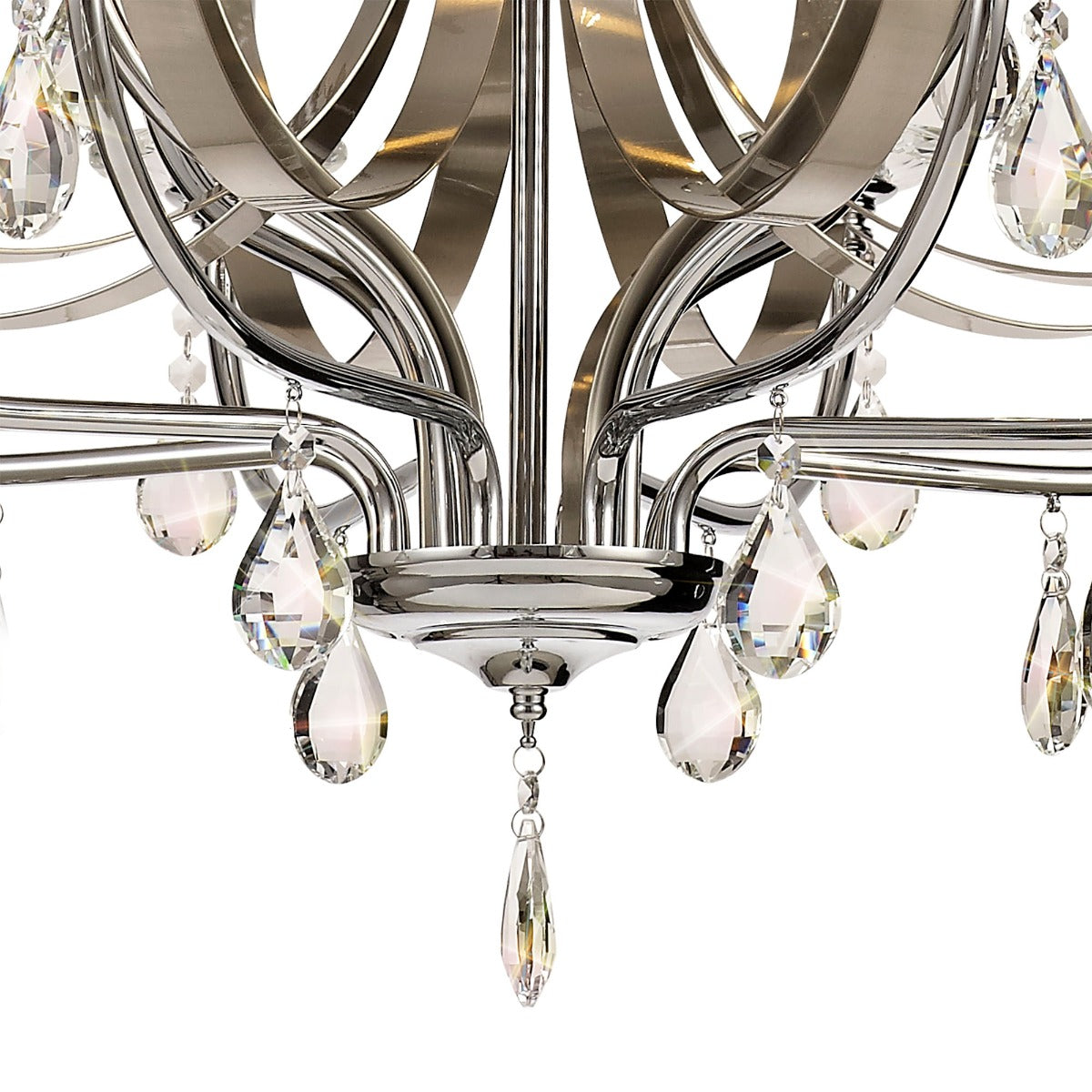 Regent Gagny 12 Light Pendant Light in Polished Chrome and Satin Nickel with Clear Crystal