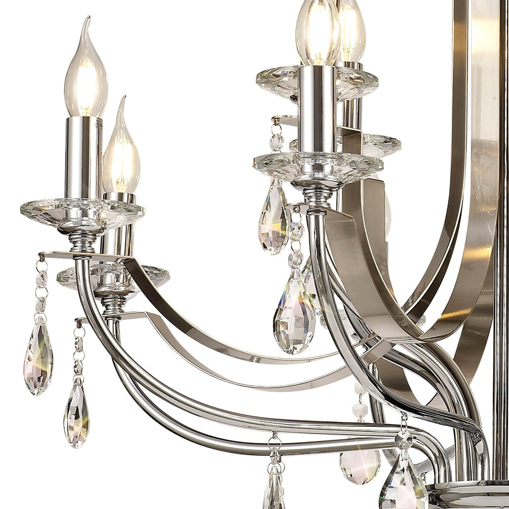 Regent Gagny 12 Light Pendant Light in Polished Chrome and Satin Nickel with Clear Crystal