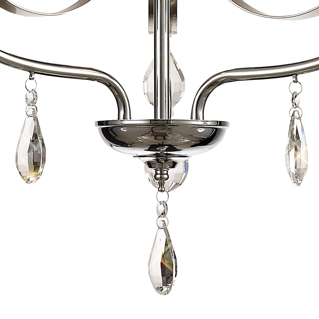 Regent Gagny 3 Light Pendant Light in Polished Chrome and Satin Nickel with Crystal