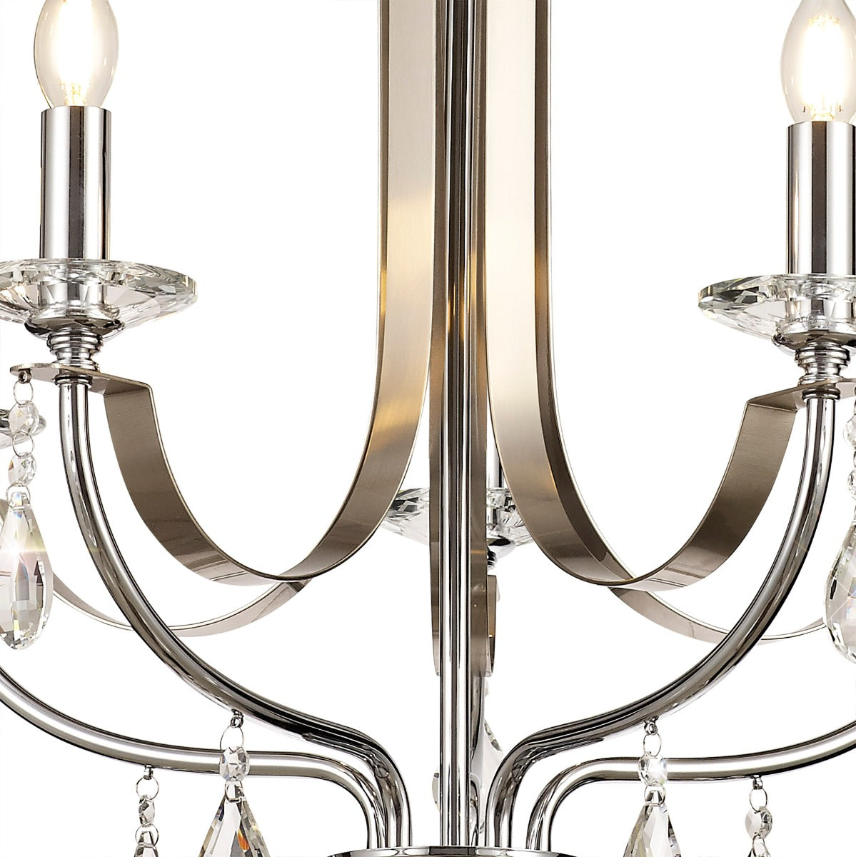 Regent Gagny 5 Light Pendant Light in Polished Chrome and Satin Nickel with Clear Crystal