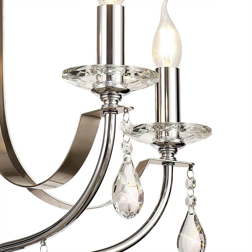Regent Gagny 5 Light Pendant Light in Polished Chrome and Satin Nickel with Clear Crystal