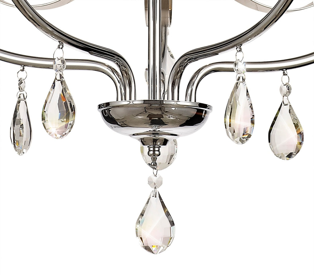 Regent Gagny 5 Light Pendant Light in Polished Chrome and Satin Nickel with Clear Crystal
