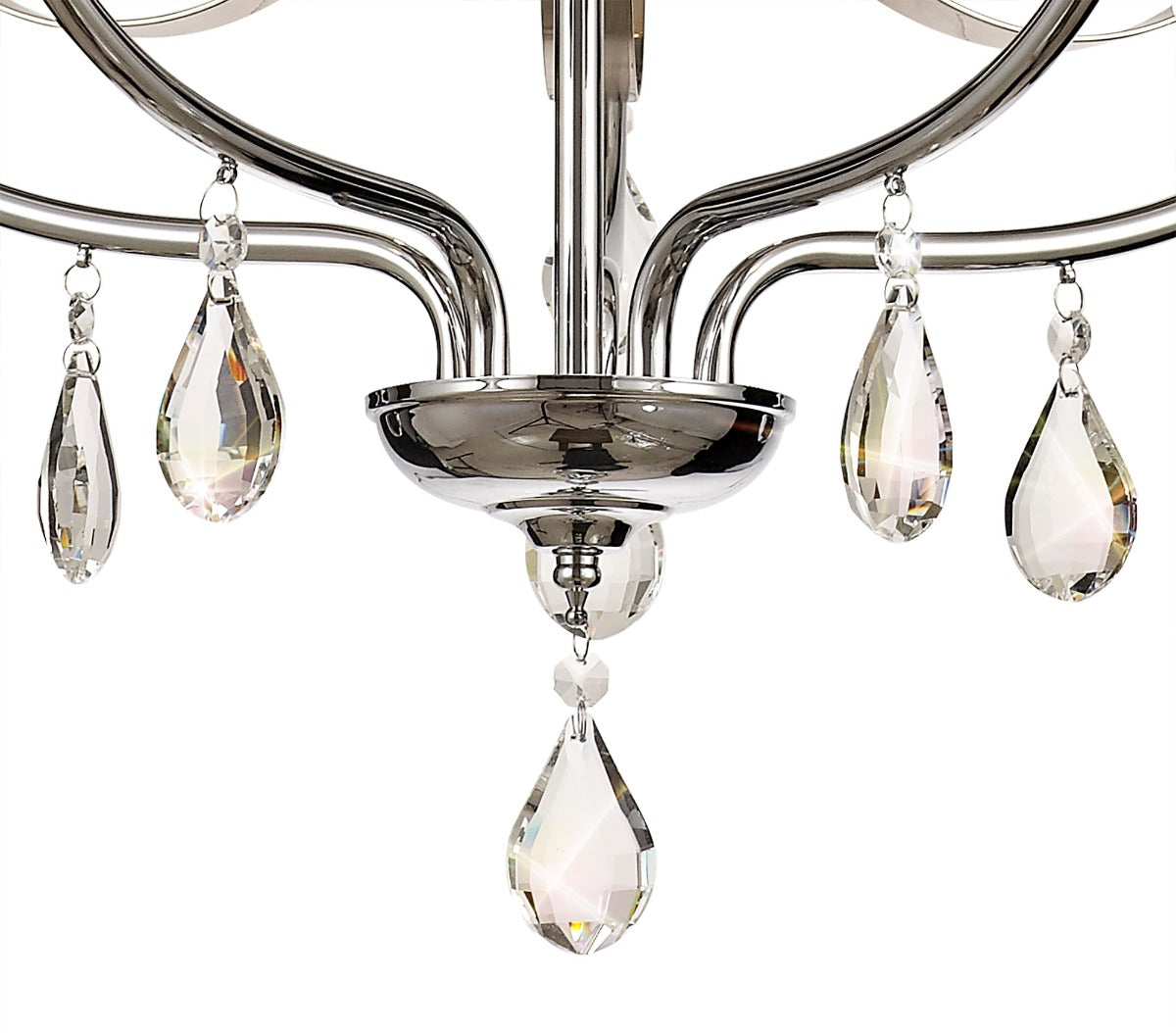 Regent Gagny 5 Light Pendant Light in Polished Chrome and Satin Nickel with Clear Crystal