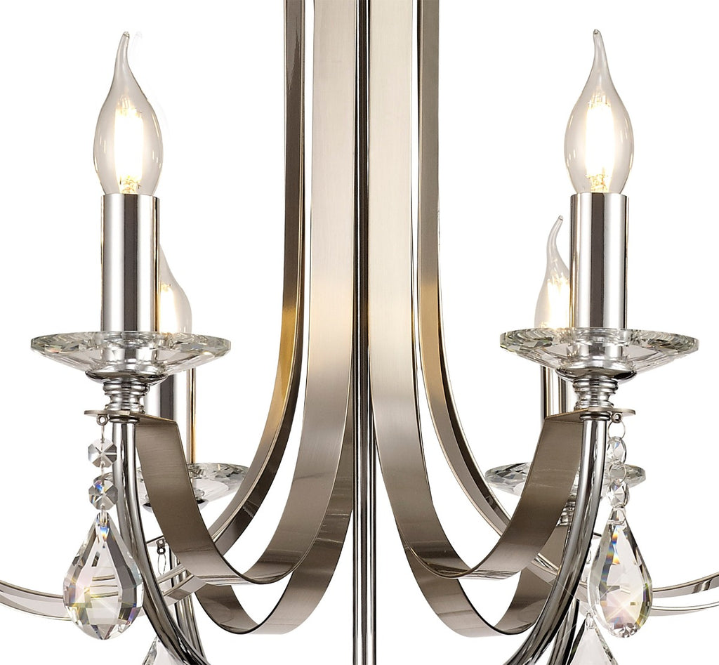 Regent Gagny 8 Light Pendant Light in Polished Chrome and Satin Nickel with Crystal