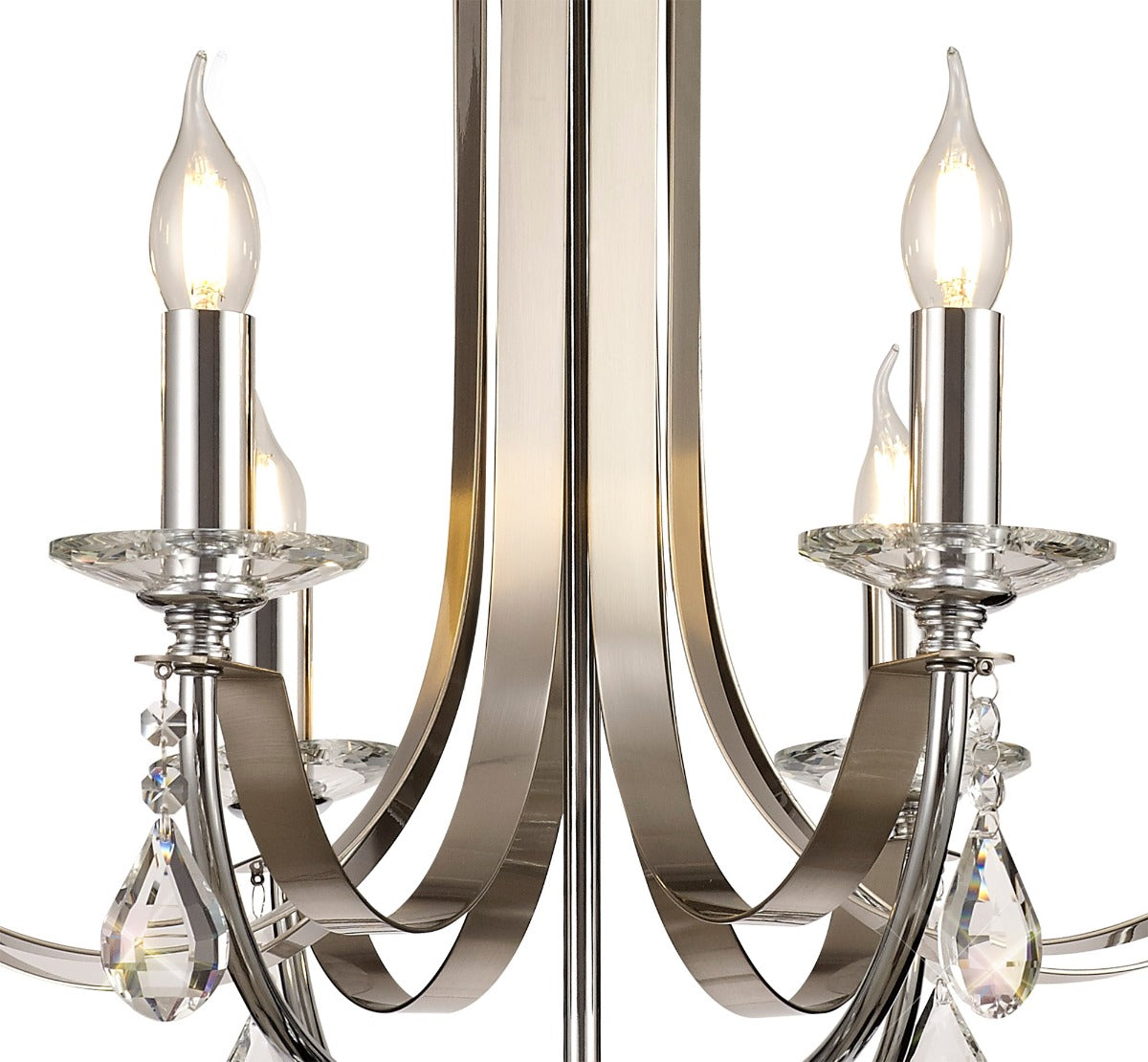 Regent Gagny 8 Light Pendant Light in Polished Chrome and Satin Nickel with Crystal