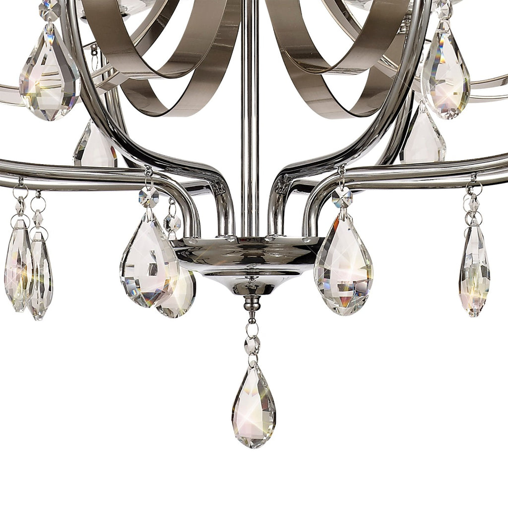 Regent Gagny 8 Light Pendant Light in Polished Chrome and Satin Nickel with Crystal