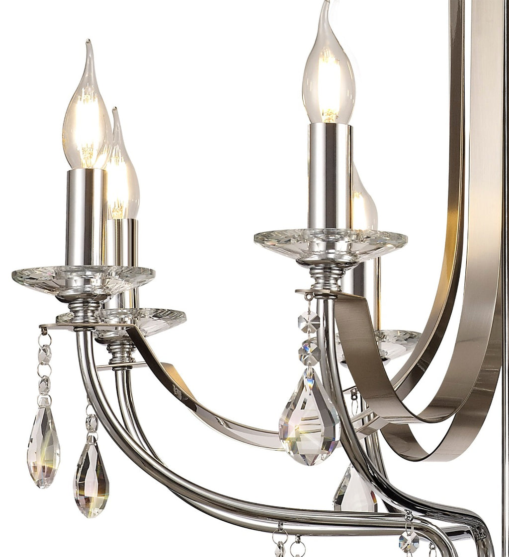 Regent Gagny 8 Light Pendant Light in Polished Chrome and Satin Nickel with Crystal