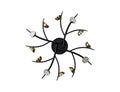 Regent Gennevil 12 Light Flush Ceiling Light in Black and Antique Brass