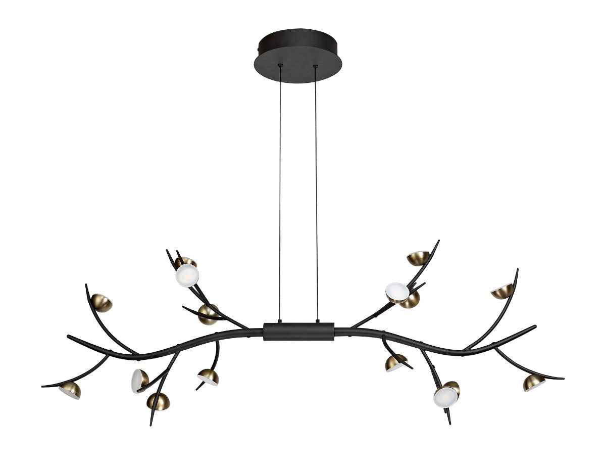 Regent Gennevil 16 Light Linear Pendant Light in Black and Antique Brass