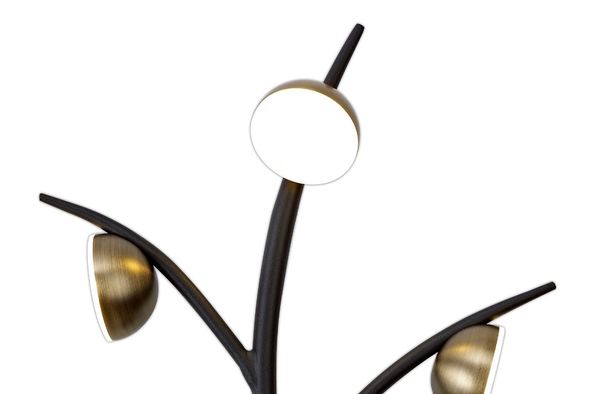 Regent Gennevil 3 Light Wall Light in Black and Antique Brass