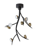 Regent Gennevil 8 Light Pendant Light in Black and Antique Brass