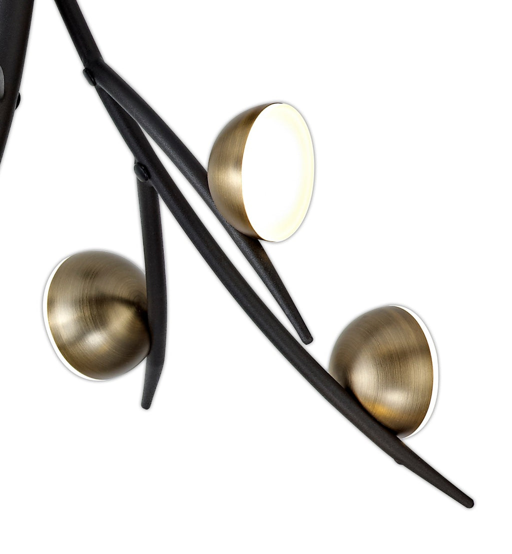 Regent Gennevil 8 Light Pendant Light in Black and Antique Brass