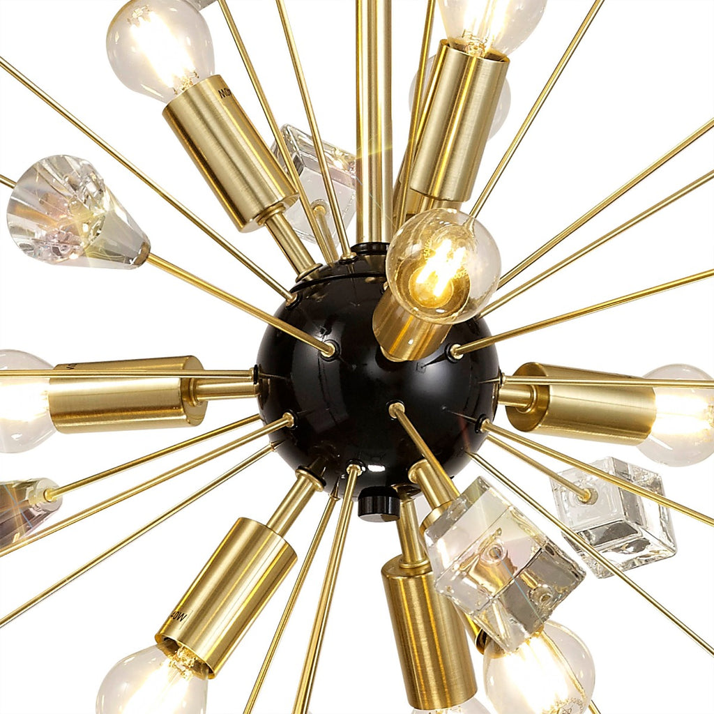 Regent Limoges Sputnik 9 Light Pendant Light in Brushed Gold and Gloss Black