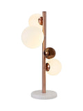 Regent Martinique 3 Light Table Lamp in Antique Copper with Opal & Copper Glass and White Marble Base