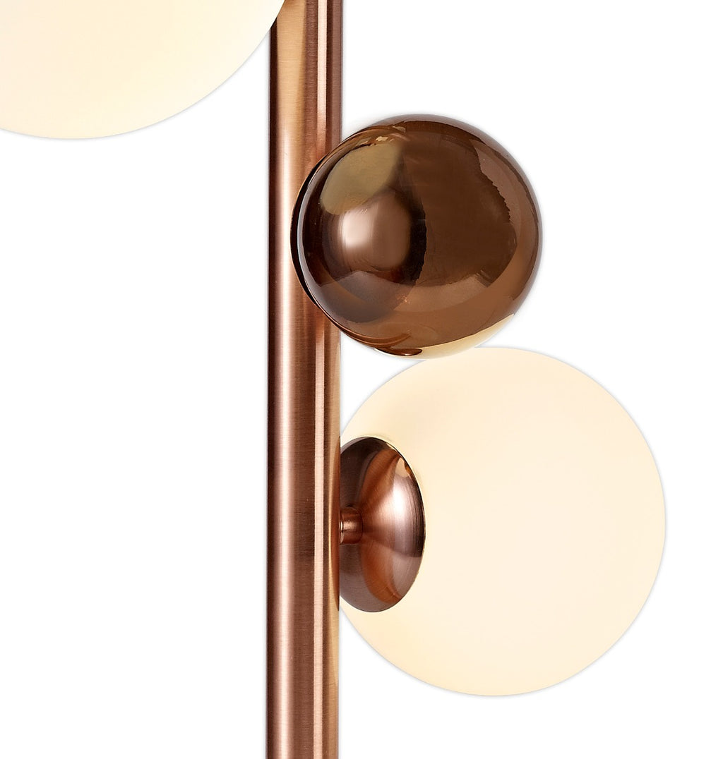 Regent Martinique 3 Light Table Lamp in Antique Copper with Opal & Copper Glass and White Marble Base