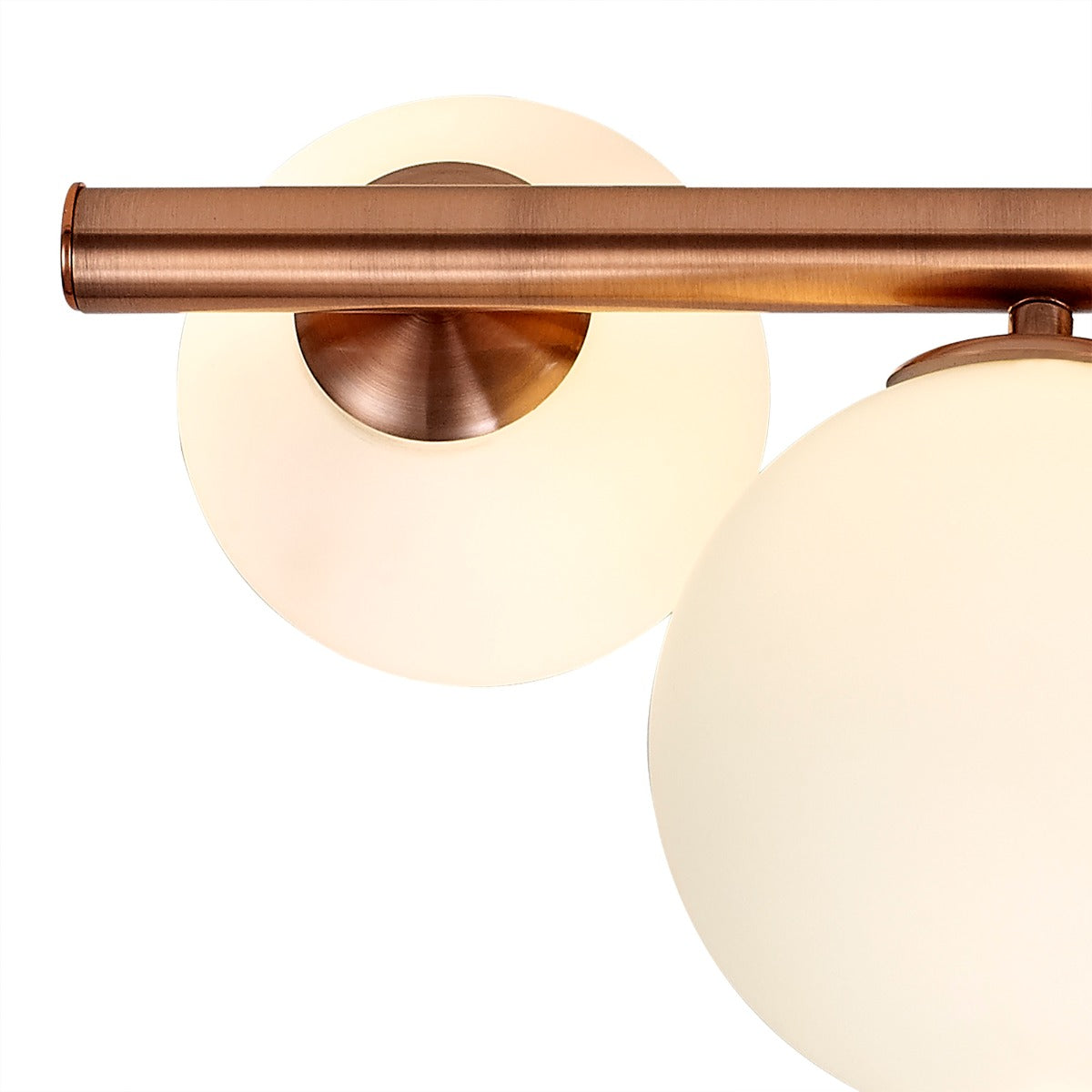 Regent Martinique 4 Light Semi Flush Ceiling Light in Antique Copper with Opal and Copper Glass