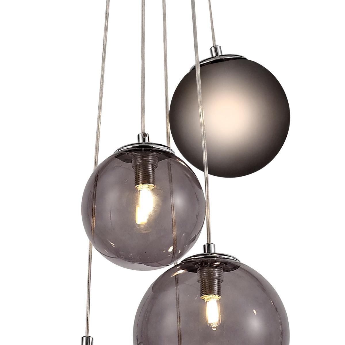 Regent Martinique 5 Light Pendant Light in Polished Chrome with Smoked Glass