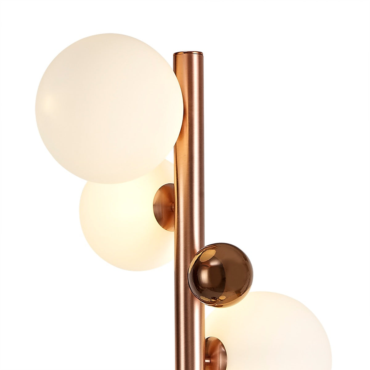 Regent Martinique 8 Light Floor Lamp in Antique Copper with Opal and Copper Glass and White Marble Base