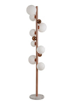 Regent Martinique 8 Light Floor Lamp in Antique Copper with Opal and Copper Glass and White Marble Base