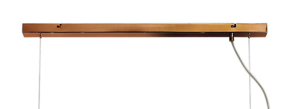 Regent Martinique Linear 7 Light Pendant Light in Antique Copper with Opal and Copper Glass