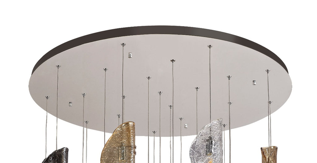 Regent Picardy 21 Light Pendant Light in Polished Chrome with Clear, Amber, and Smoked Glass