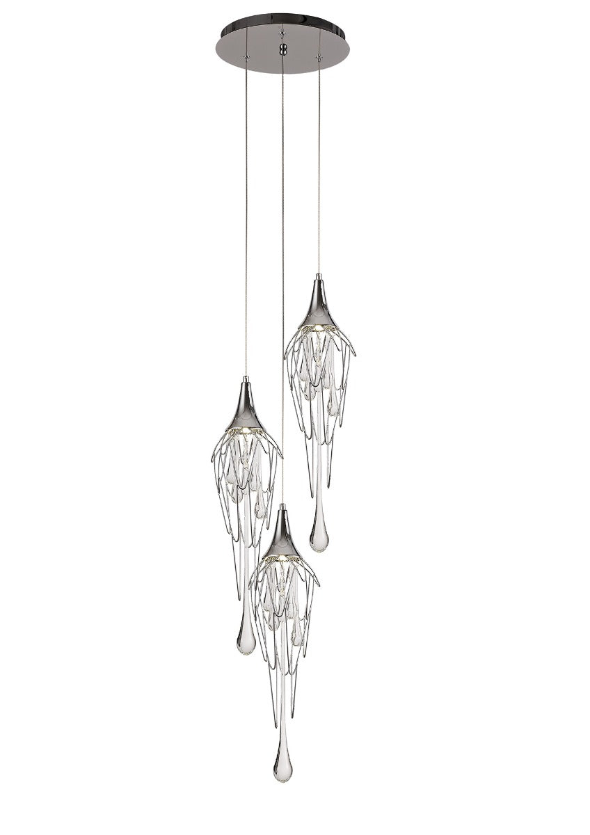 Regent Quevilly Round 3 Light Pendant Light in Polished Chrome