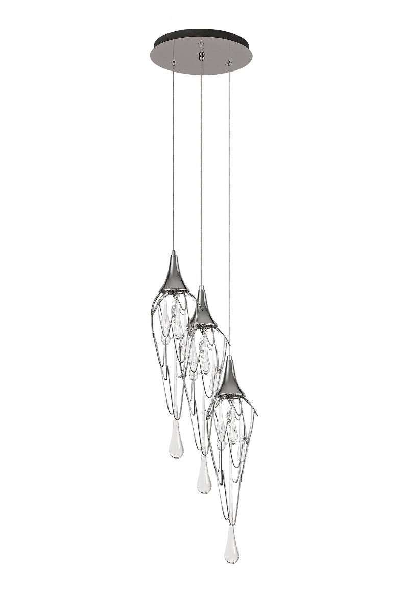Regent Quevilly Round 3 Light Pendant Light in Polished Chrome