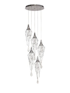 Regent Quevilly Round 5 Light Pendant Light in Polished Chrome