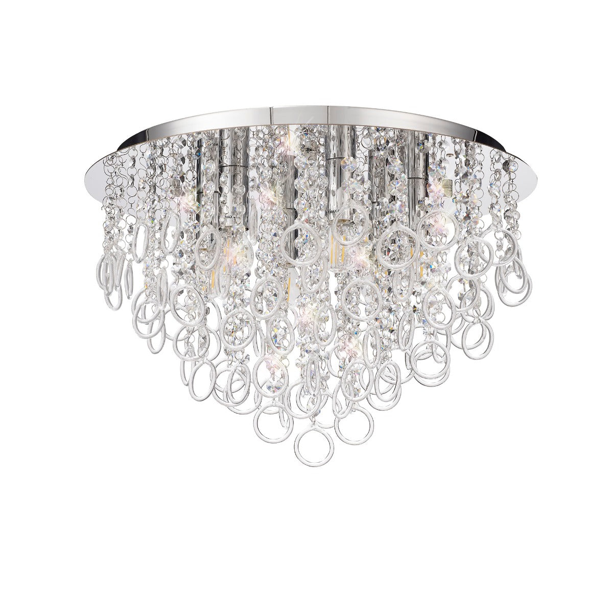 Regent Rambouillet 6 Light Ceiling Light in Polished Chrome with Crystal