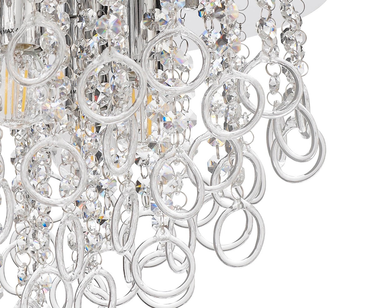 Regent Rambouillet 6 Light Ceiling Light in Polished Chrome with Crystal